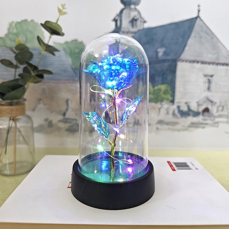 Trandafir in Cupola, Flippy, cu Lumina Led Multicolora, Baterii, 8.5 x 15 cm, Albastru