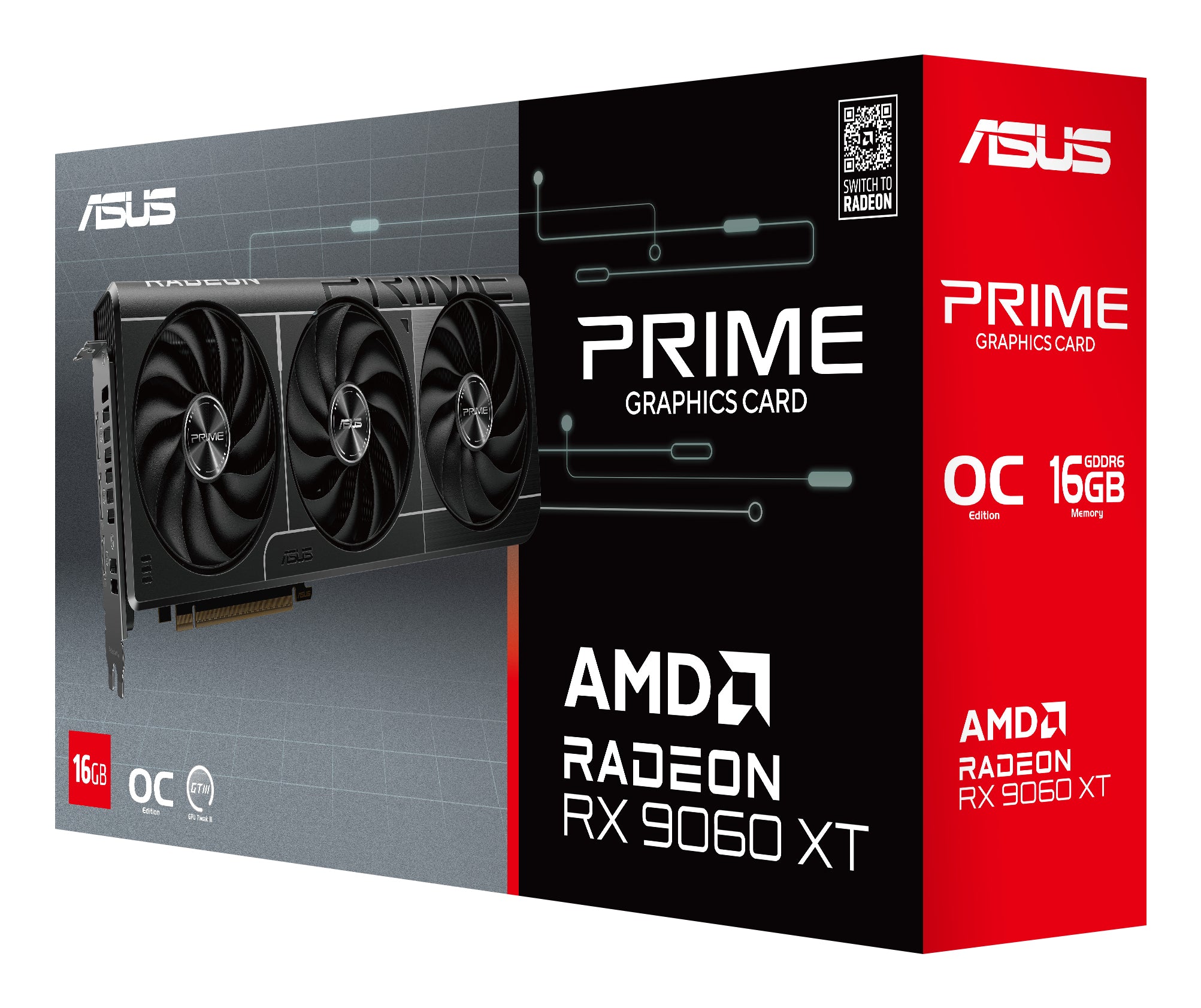 VGA ASUS PRIME RX 9060 XT OC 16GB "PRIME-RX9060XT-O16G"