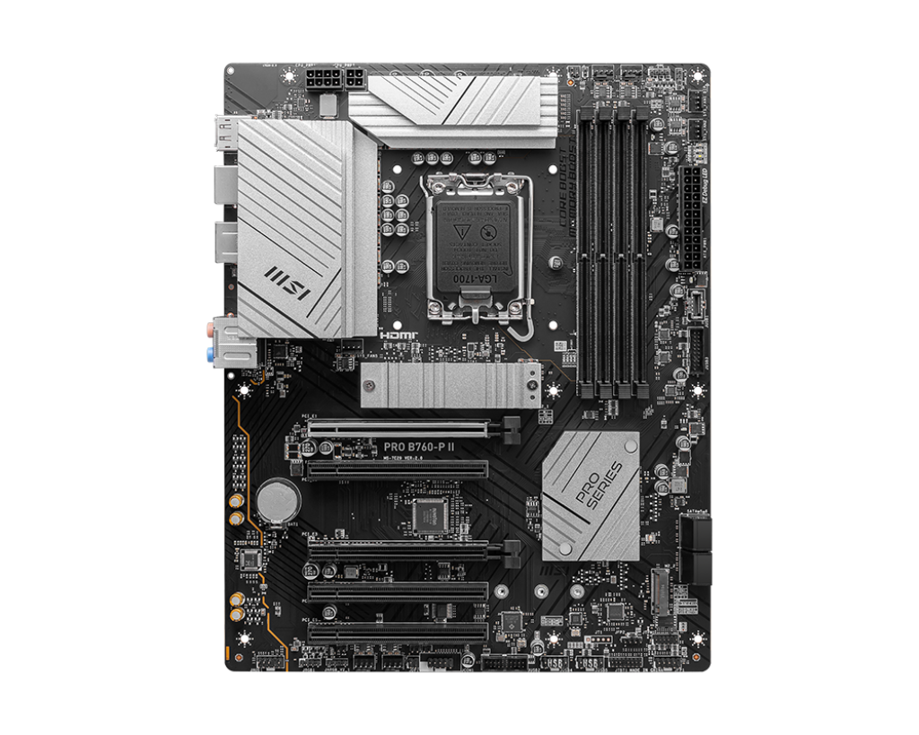 MSI PRO B760-P II, ATX, LGA 1700, Dual Channel DDR5, 4xDDR5, 5x PCIe x16 slots, 2x M.2 slots, 1x HDMI, 1xDP, 2x USB 2.0, 2x USB 5Gbps, 1x Type-C, 7.1 HD Audio, 2.5G LAN, 3Y "PRO_B760-P_II"