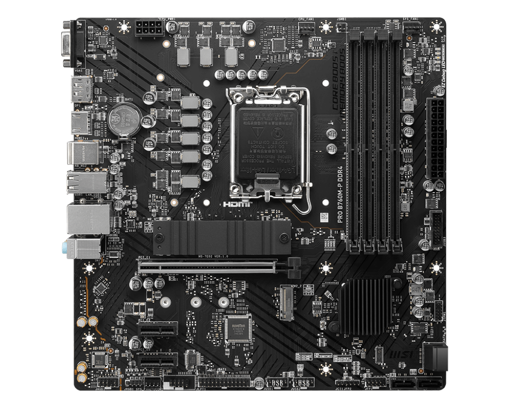 MSI PRO B760M-P DDR4, mATX, Socket 1700, Dual Channel DDR4, 1x PCIe x16 slots, 2x M.2 slots, 1x HDMI, 1x DP, 1x VGA, 1x USB 3.2 Gen 2 Type-C, 1x USB 3.2 Gen 1, 4x USB 2.0, 7.1 HD Audio, 3Y "PRO_B760M-P_DDR4"