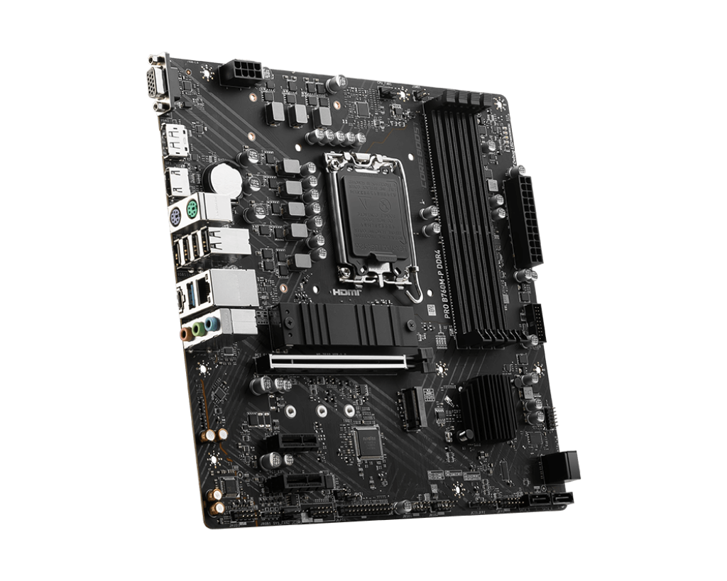 MSI PRO B760M-P DDR4, mATX, Socket 1700, Dual Channel DDR4, 1x PCIe x16 slots, 2x M.2 slots, 1x HDMI, 1x DP, 1x VGA, 1x USB 3.2 Gen 2 Type-C, 1x USB 3.2 Gen 1, 4x USB 2.0, 7.1 HD Audio, 3Y "PRO_B760M-P_DDR4"