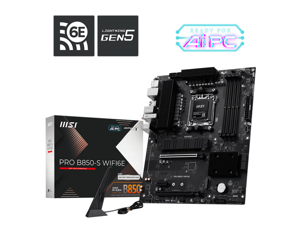 Placa de baza MSI PRO B850-S WIFI6E, AM5, DDR5, BT, ATX, Negru 911-7E80-002 "PRO B850-S WIFI6E"