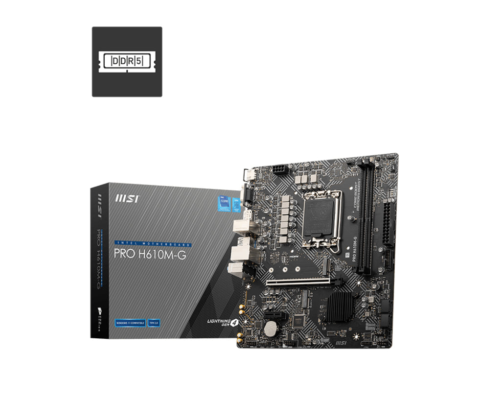 Placa de baza MSI PRO H610M-G, Socket LGA1700, DDR5, mATX, Negru 