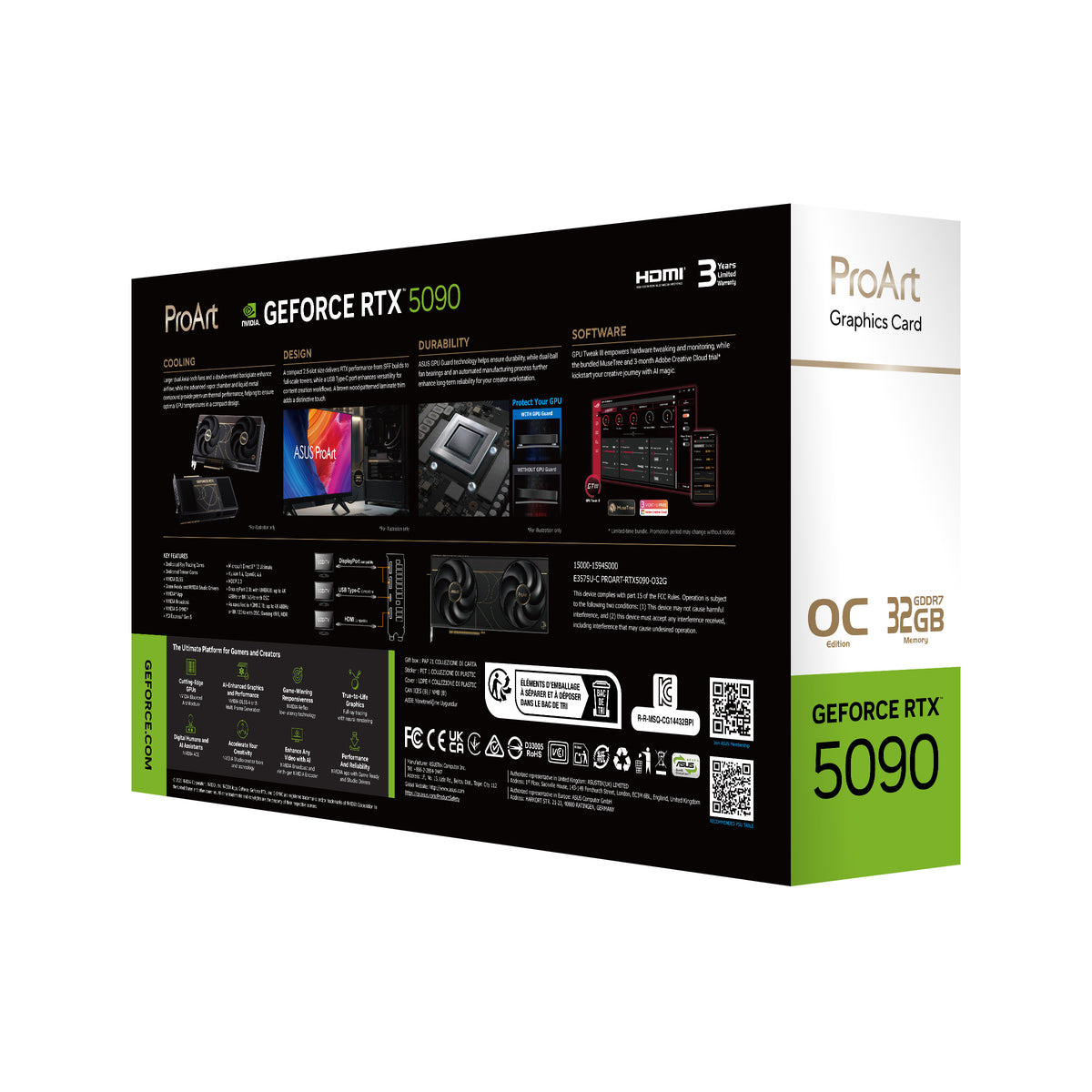 Asus GeForce RTX 5090 PROART OC Edition 32GB GDDR7 512-bit DLSS 4.0 