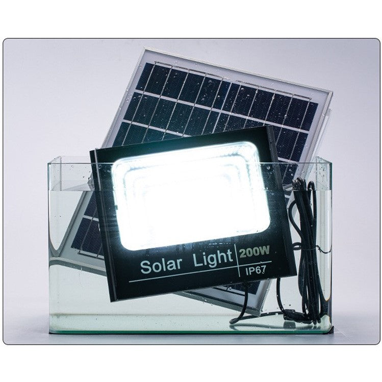 Proiector LED/Lampa solara de exterior, 22 cm x 27 cm, Rezistent la Apa IP67, cu Panou Solar, 248 LED SMD, 150 W, Senzor de lumina, Timer, cu Telecomanda, 2 moduri de iluminat, kit montaj inclus, Lumina Rece