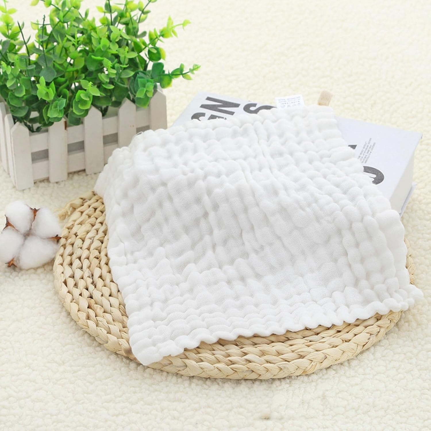 Prosop Absorbant, Flippy, din Bumbac, 6 Straturi, 30 x 30 cm, Alb