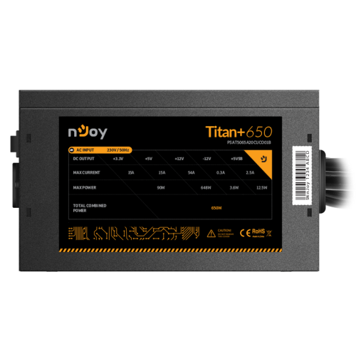 CASE PSU ATX 650W TITAN+ 650/PSAT5065A20CUCO01B NJOY "PSAT5065A20CUCO01B"