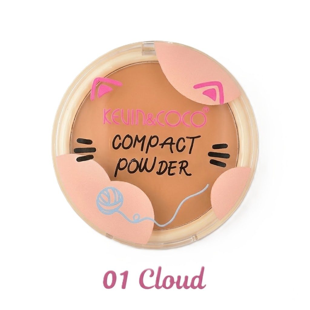Pudra compacta, Kevin&Coco, 7.2x7.2x1.3cm, Maro, Nuanta 01 Cloud