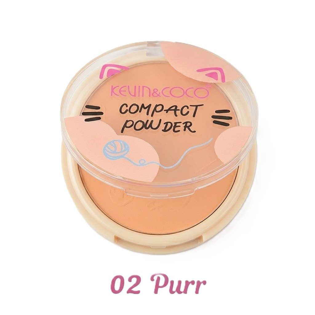 Pudra compacta, Kevin&Coco, 7.2x7.2x1.3cm, Maro, Nuanta 02 Purr