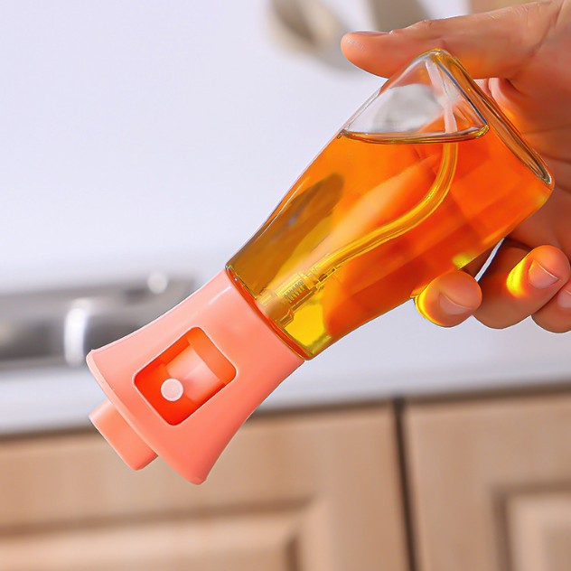 Pulverizator pentru Ulei, Pulverizator din Sticla pentru Otet sau Alte Lichide, Simplu Reincarcabil, Multifunctionale, 17.3 x 5.6 cm, Capacitatea 170 ml, Roz