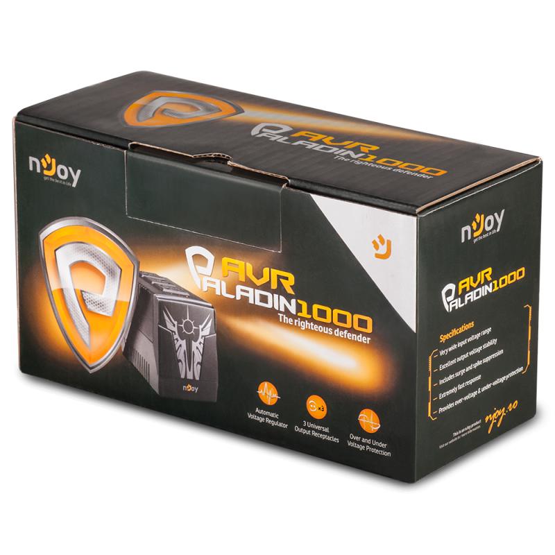 AVR NJOY, "PALADIN", AVR cu sinusoida simulata, 1000VA/500W, Universal x 3, "PWAV-10003PL-AZ01B"
