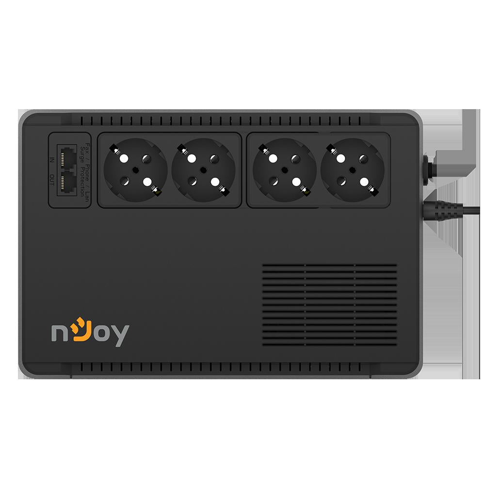UPS NJOY, "SOTER 600", Line Int. cu management, brick, 600VA/360W, AVR, Schuko x 4, 1 x baterie GP05122F, back-up 1 - 10 min., "PWUP-LI060SR-AZ01B"