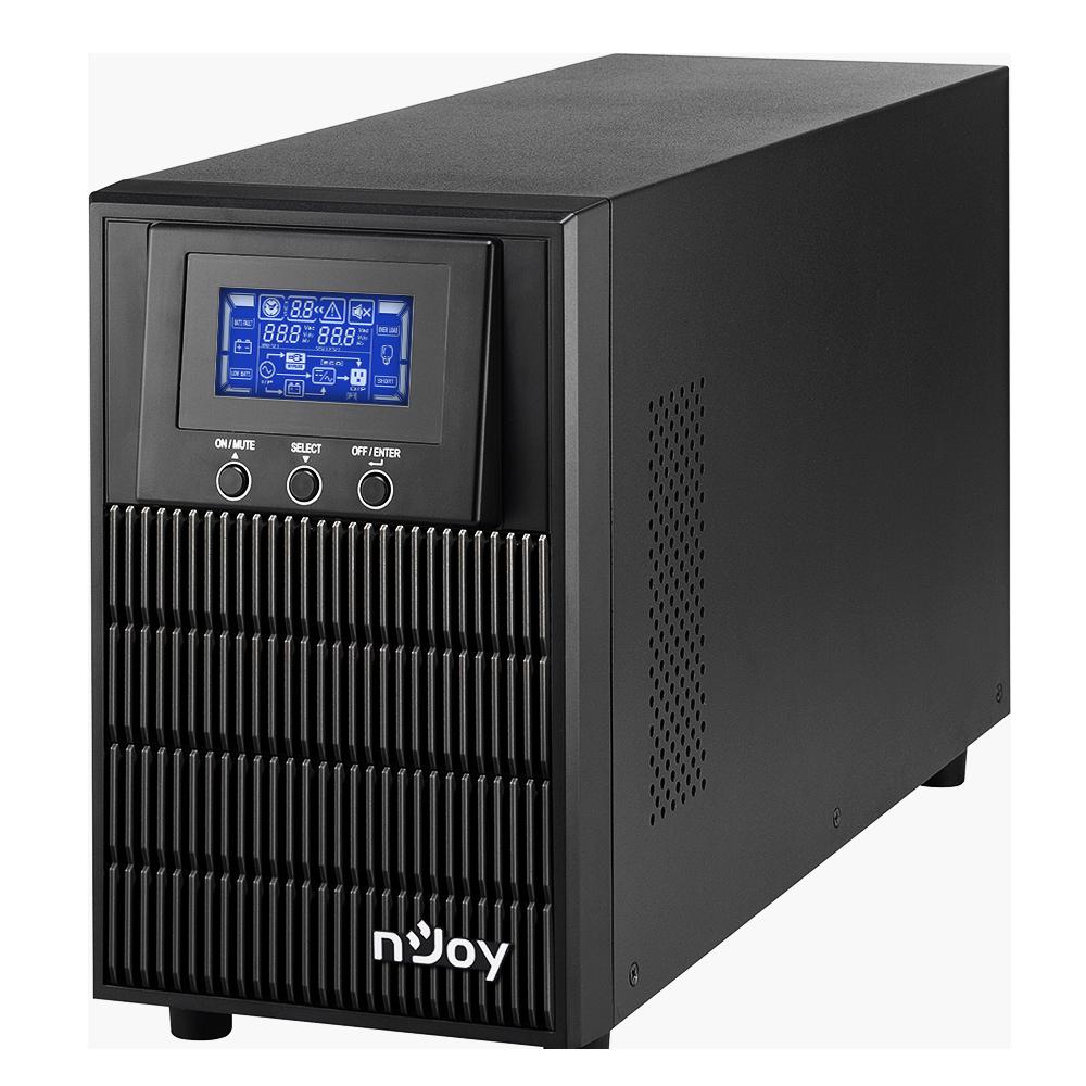 UPS NJOY, "ATEN PRO 1000", Online cu sinusoida pura, tower, 1000VA/900W, AVR, Schuko x 3, 2 x baterie 12V/9Ah, display LCD, back-up 1 - 10 min., "PWUP-OL100AP-AZ01B"