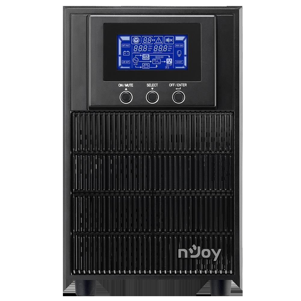 UPS NJOY, "ATEN PRO 2000", Online cu sinusoida pura, tower, 2000VA/1800W, AVR, Schuko x 3, 4 x baterie 12V/9Ah, display LCD, back-up 1 - 10 min., "PWUP-OL200AP-AZ01B"