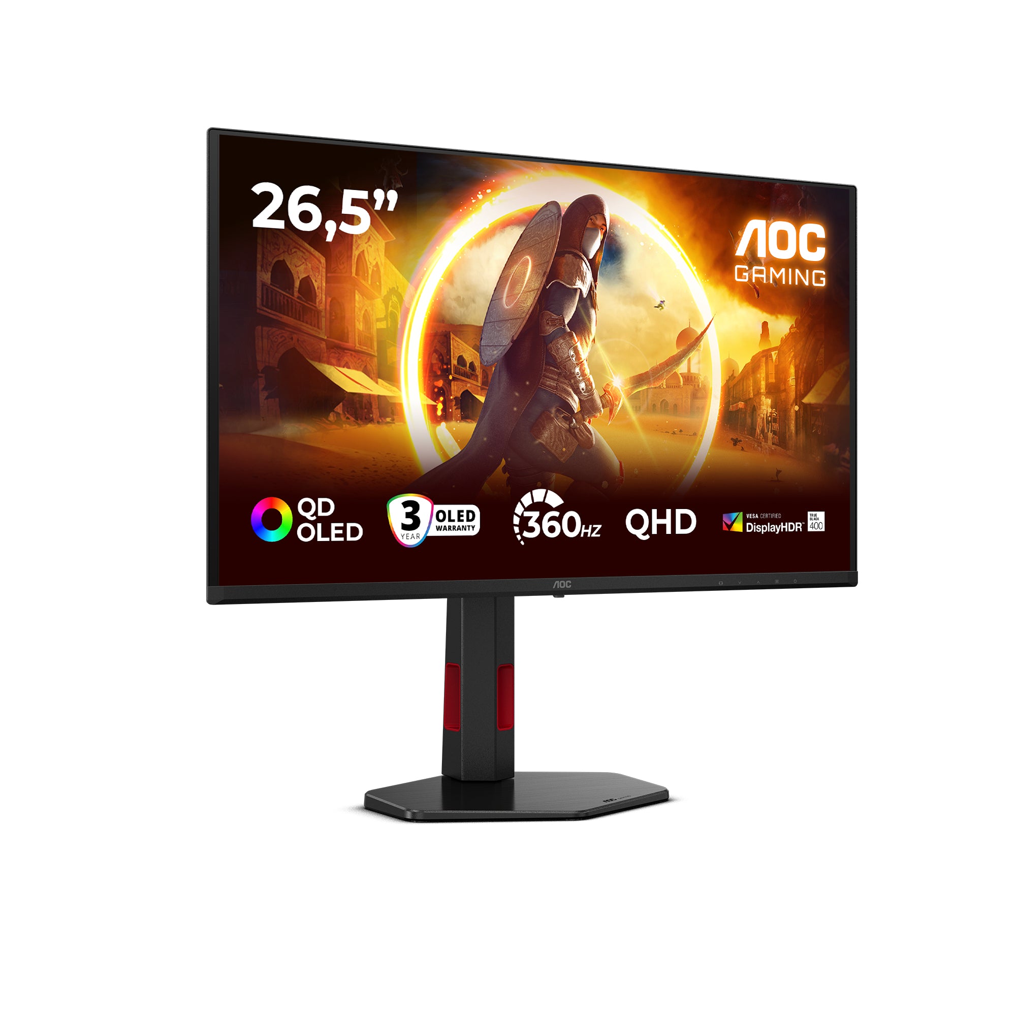 Monitor Gaming QD-OLED AOC 26.5" Q27G4SDR, QHD (2560x1440), HDMI, DisplayPort, Pivot, 360 Hz, 0.03 ms (Negru) "Q27G4SDR"