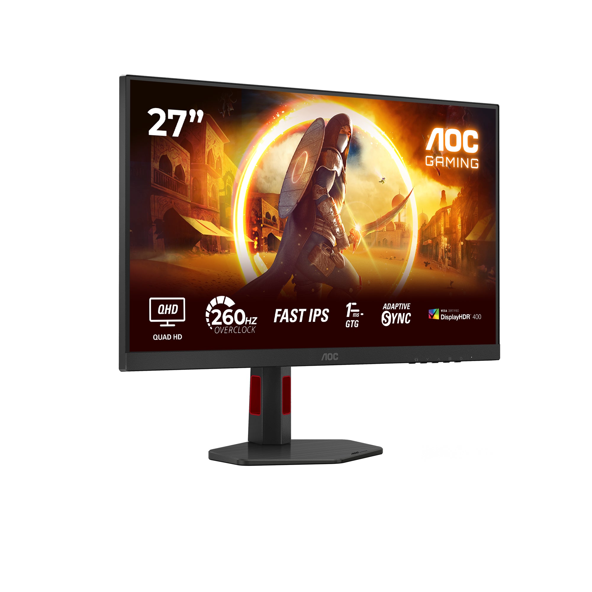 Monitor Gaming Fast IPS LED AOC 27" Q27G4ZR, QHD (2560 x 1440), HDMI, DisplayPort, Pivot, 160 Hz, 0.3 ms (Negru) "Q27G4ZR"