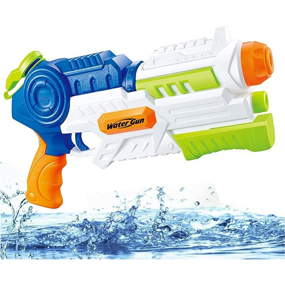 Pistol cu Apa pentru Copii, Rezervor, Pentru Piscina/Plaja, 6ani+, Albastru/Multicolor, 1000ML