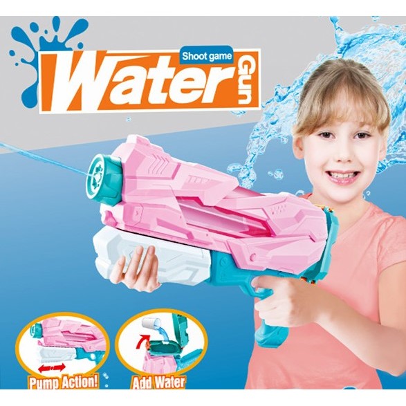 Pistol cu Apa pentru Copii, Rezervor, Pentru Piscina/Plaja, 6ani+, 5 duze, Quick Fill, Roz, 800ML