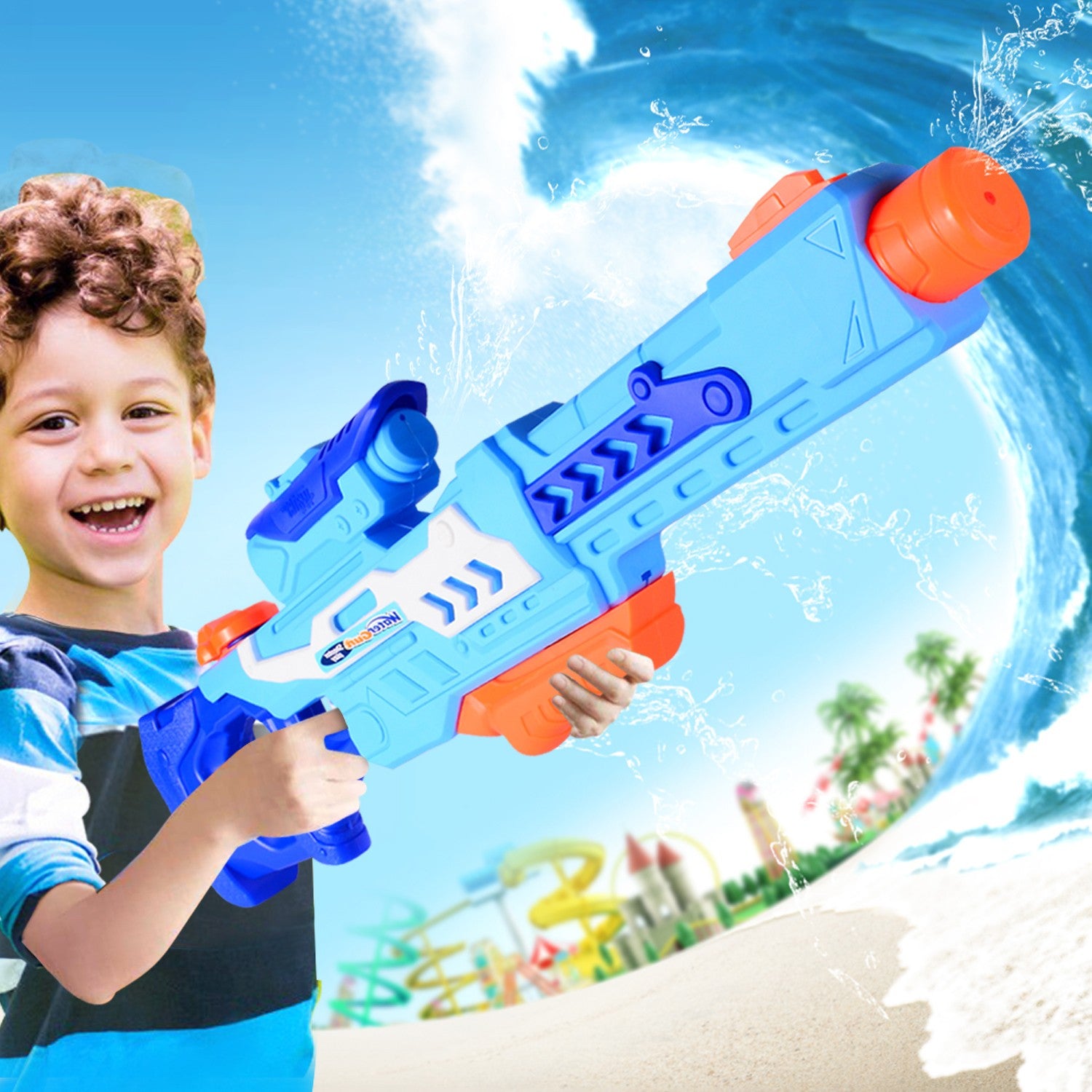 Pistol cu Apa pentru Copii, Rezervor, Pentru Piscina/Plaja, 6ani+, Albastru, 1200ML