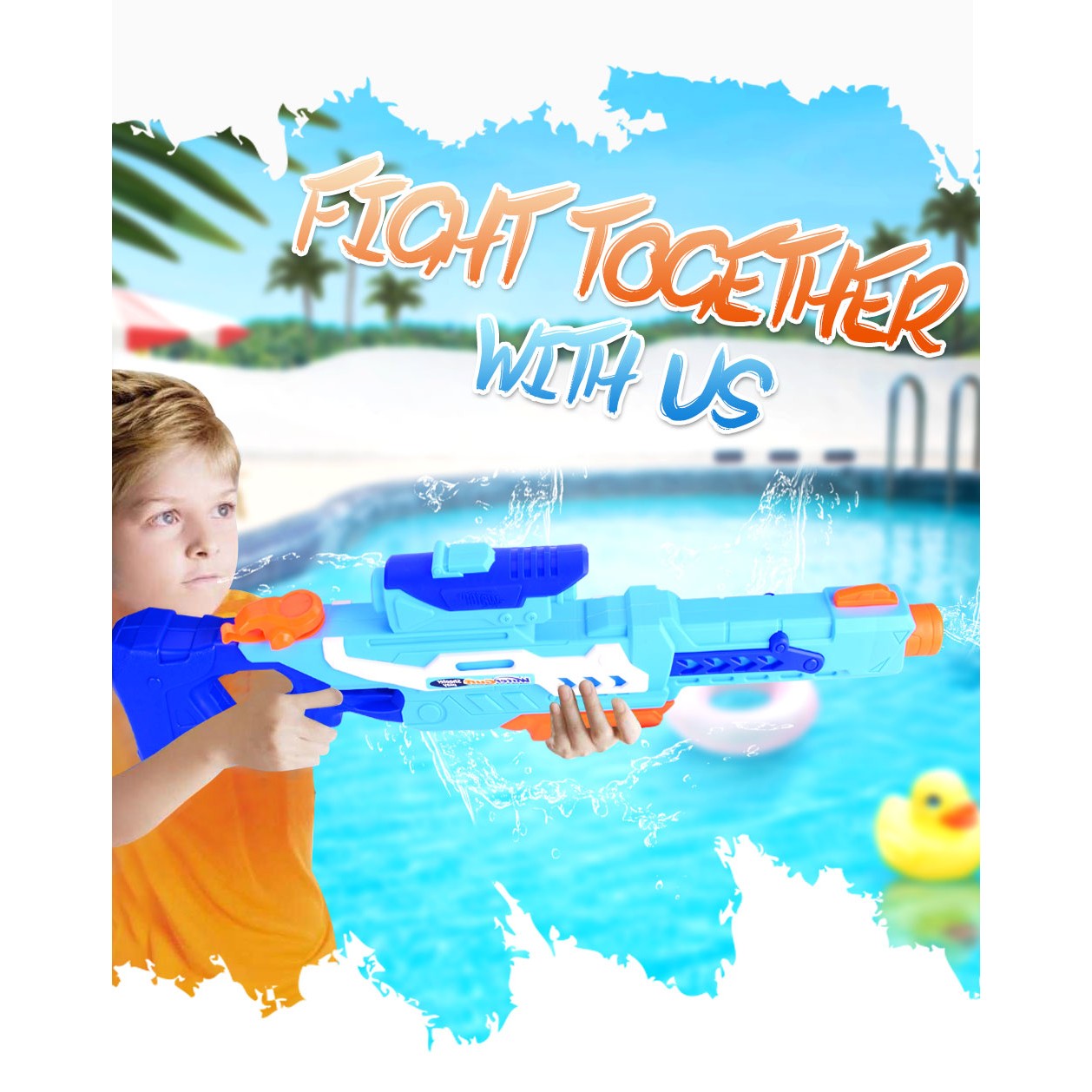 Pistol cu Apa pentru Copii, Rezervor, Pentru Piscina/Plaja, 6ani+, Albastru, 1200ML