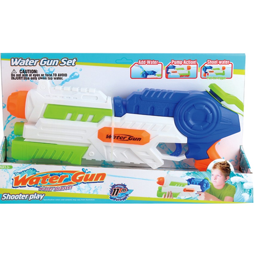Pistol cu Apa pentru Copii, Rezervor, Pentru Piscina/Plaja, 6ani+, Albastru/Multicolor, 1000ML