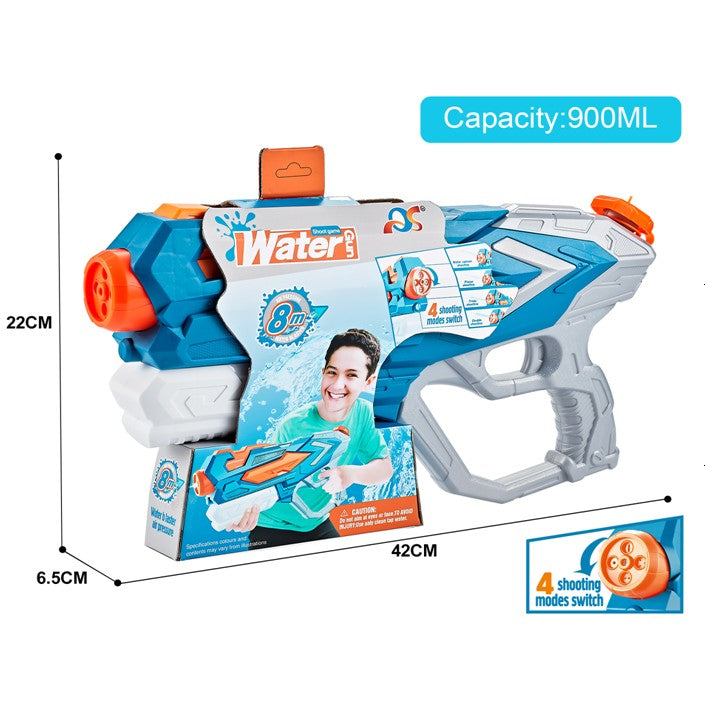 Pistol cu Apa pentru Copii, Rezervor, Pentru Piscina/Plaja, 6ani+, Albastru, 4 duze, 900ML