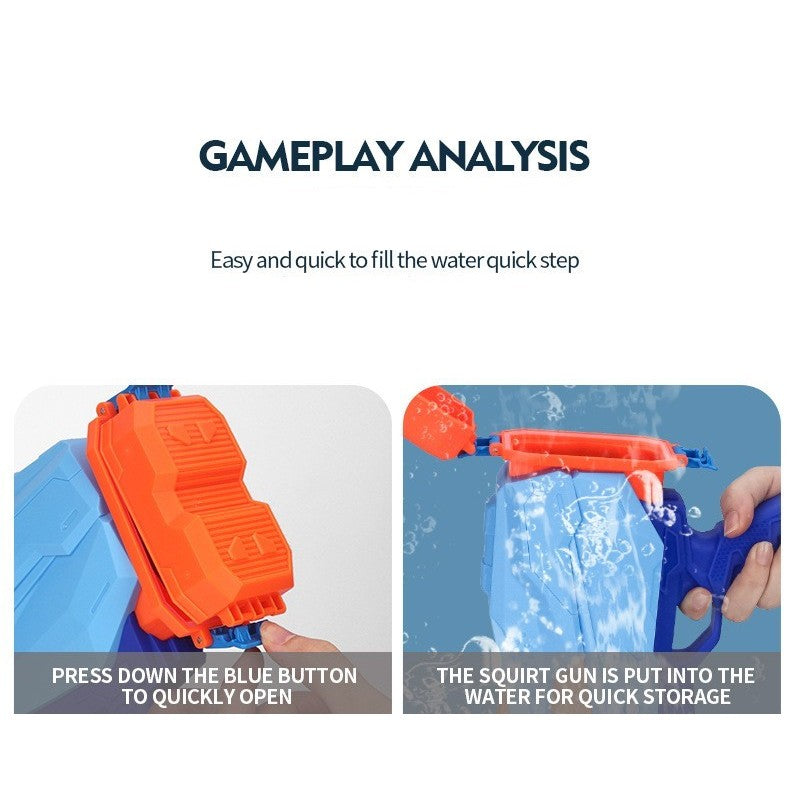 Pistol cu Apa pentru Copii, Rezervor, Pentru Piscina/Plaja, 6ani+, Quick Fill, Albastru, 600ML