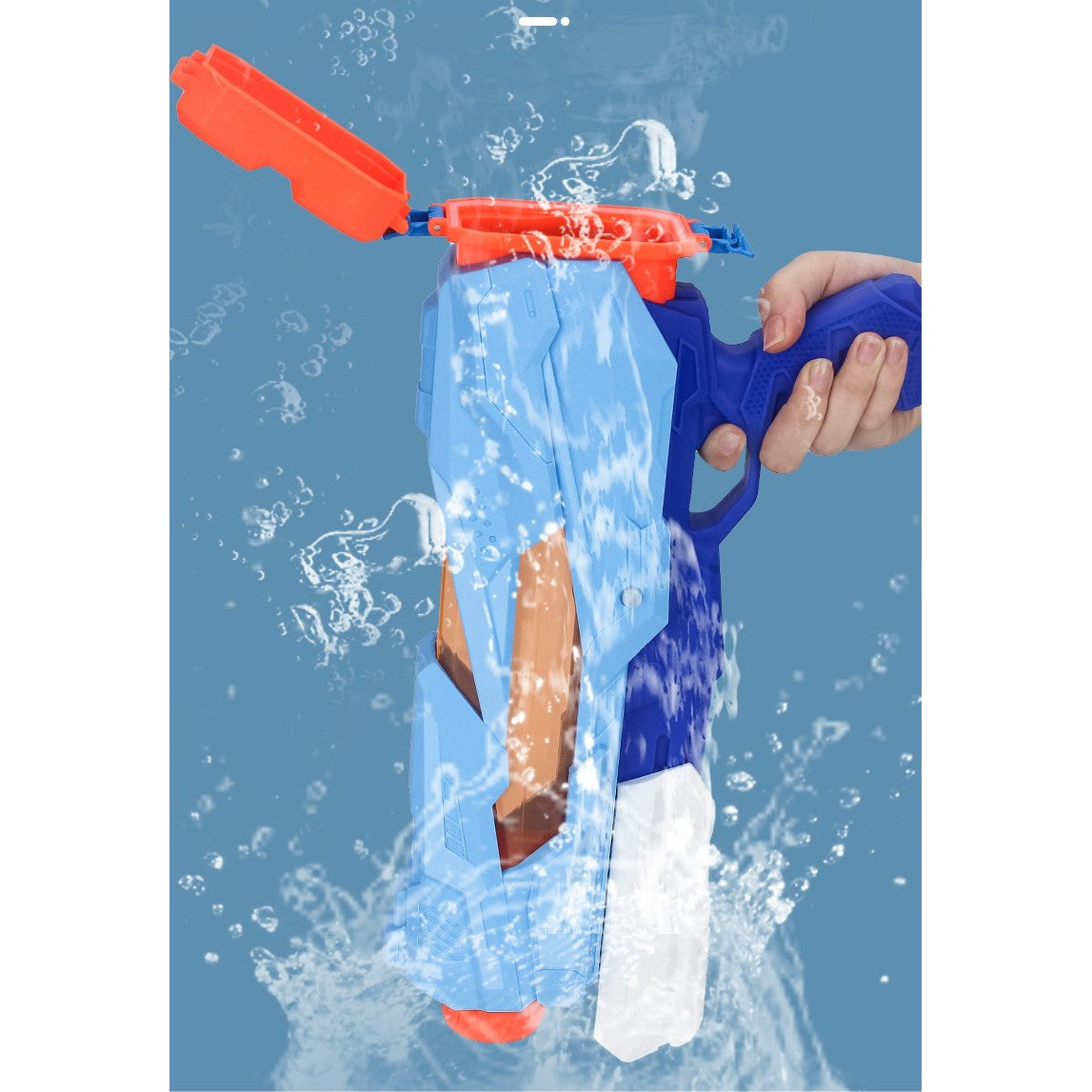 Pistol cu Apa pentru Copii, Rezervor, Pentru Piscina/Plaja, 6ani+, Quick Fill, Albastru, 600ML
