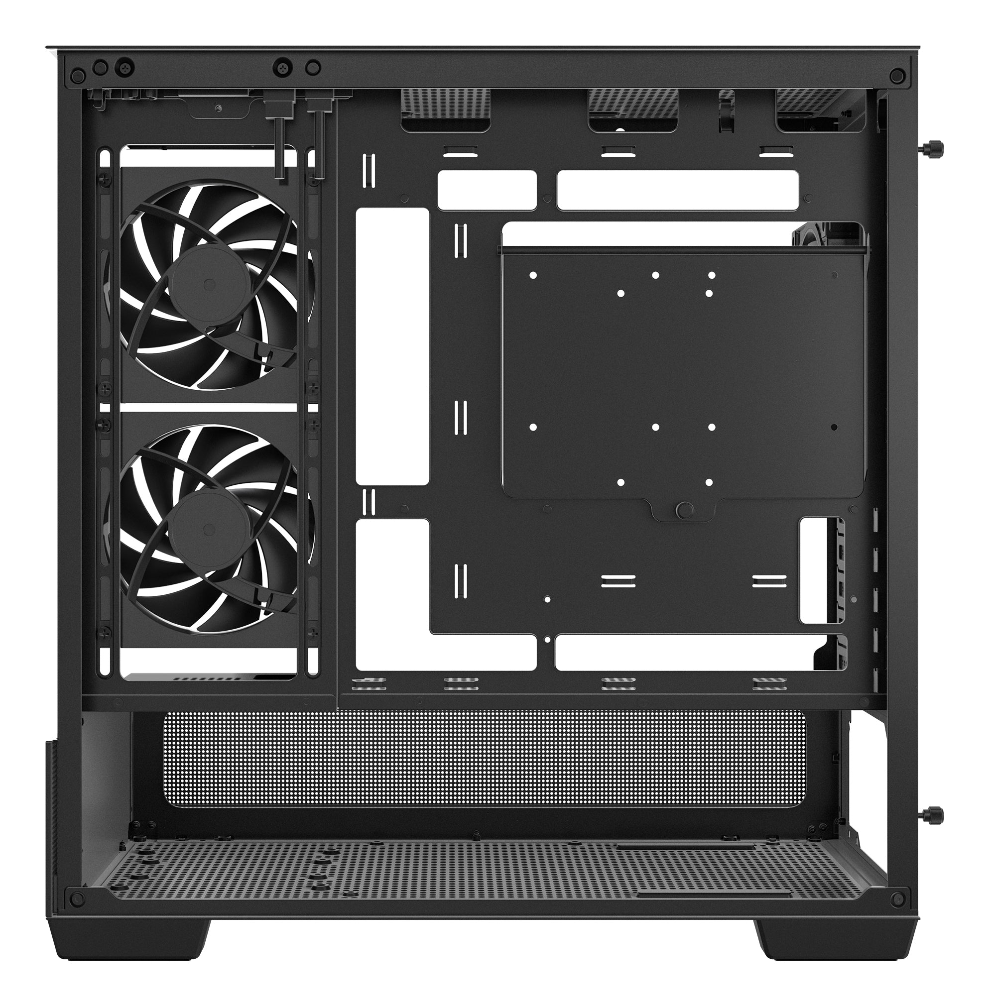 CARCASA DeepCool "CG380", middle tower, gaming, fara sursa, suporta 9xfan, 3xfan inclus, PSU shroud, USB Type-C x 2, USB 3.2 gen 1 x 2, audio+mic, 5 sloturi expansiune, negru, "R-CG380-BKAGM3-G"