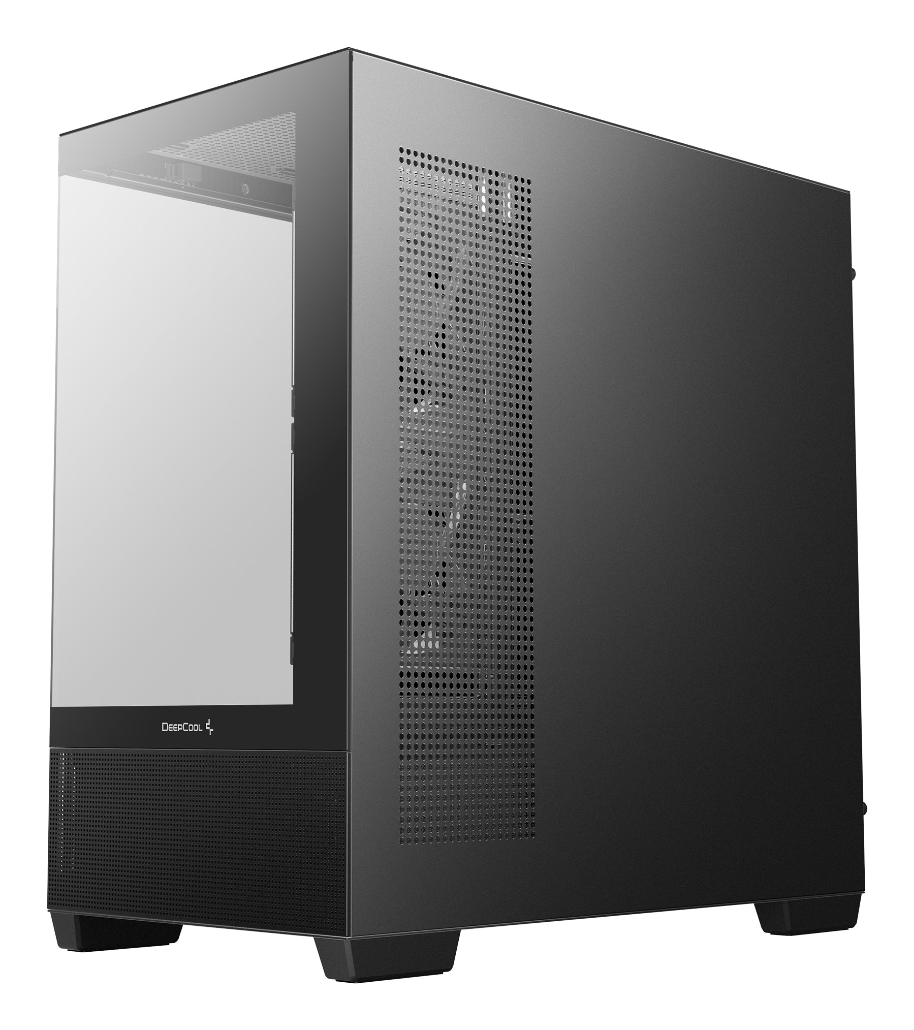CARCASA DeepCool "CG380", middle tower, gaming, fara sursa, suporta 9xfan, 3xfan inclus, PSU shroud, USB Type-C x 2, USB 3.2 gen 1 x 2, audio+mic, 5 sloturi expansiune, negru, "R-CG380-BKAGM3-G"