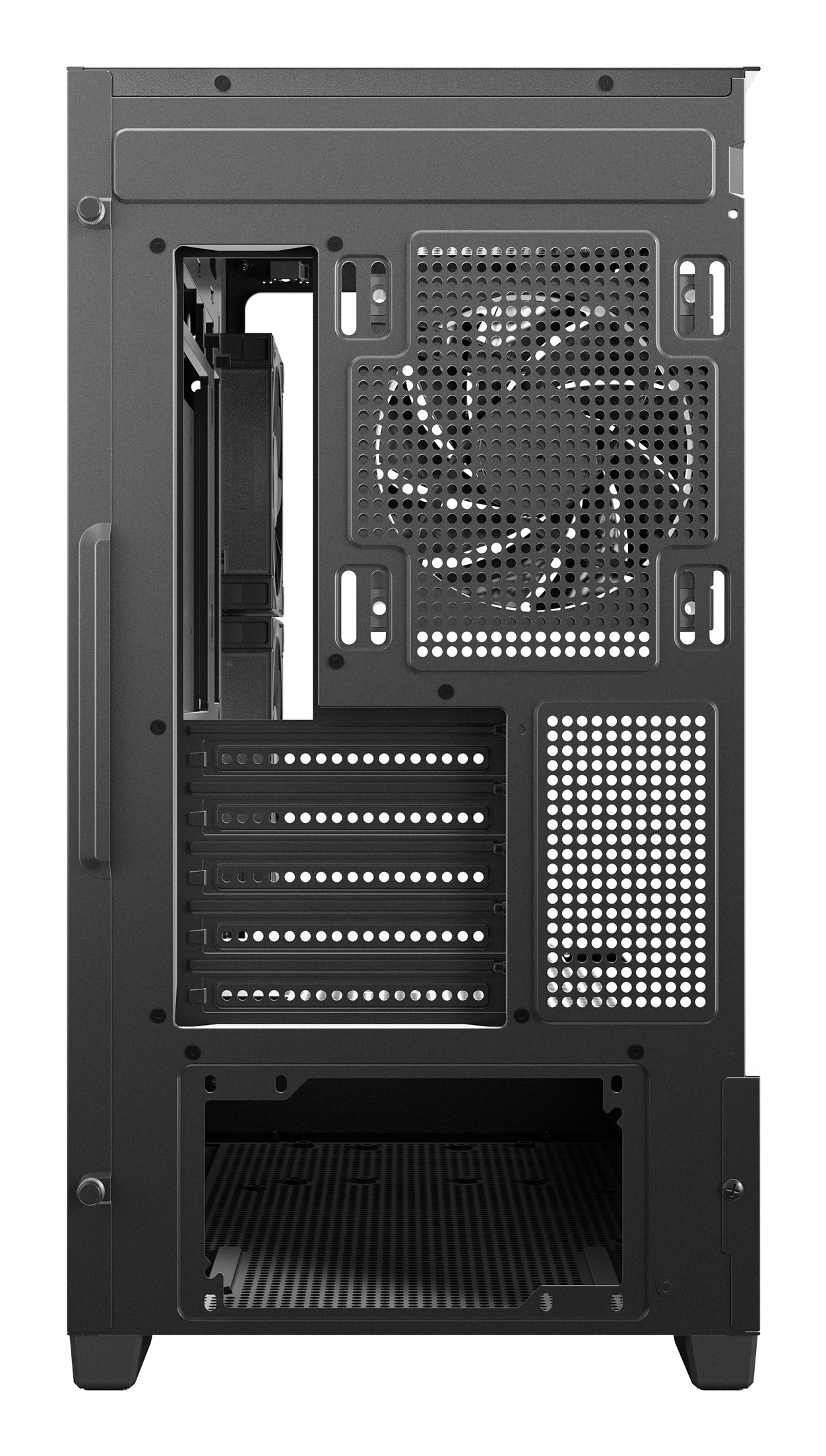 CARCASA DeepCool "CG380", middle tower, gaming, fara sursa, suporta 9xfan, 3xfan inclus, PSU shroud, USB Type-C x 2, USB 3.2 gen 1 x 2, audio+mic, 5 sloturi expansiune, negru, "R-CG380-BKAGM3-G"