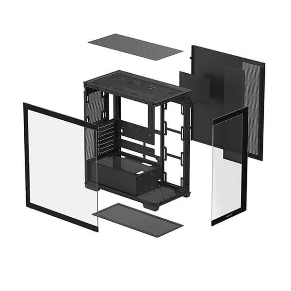 CARCASA DeepCool "CG580", middle tower, gaming, fara sursa, suporta 10xfan, USB 3.2 gen1 x 2, audio+mic, 7 sloturi expansiune, negru, "R-CG580-BKNDA0-G-1"