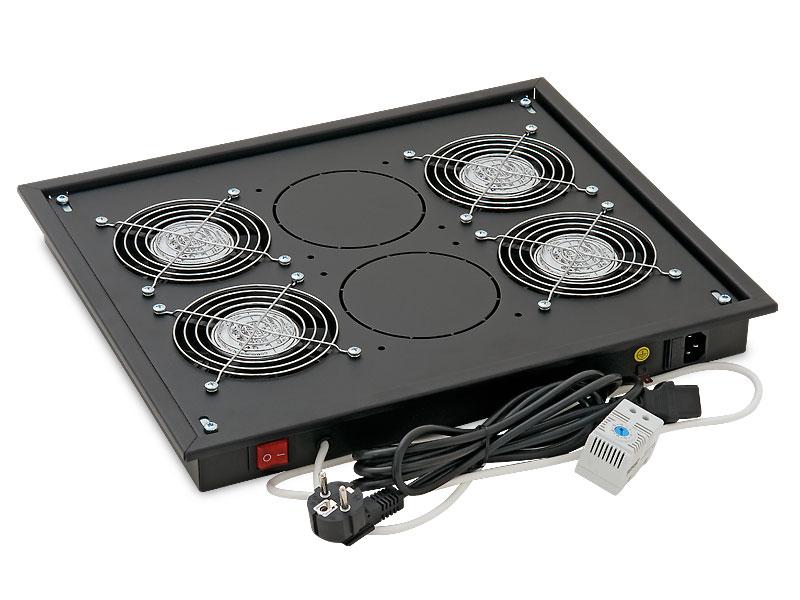PANOU ventilatie TRITON, pentru rack de podea 19", 4 ventilatoare 230V/60W termostat bimetalic, gri, "RAC-CH-X04-X3"