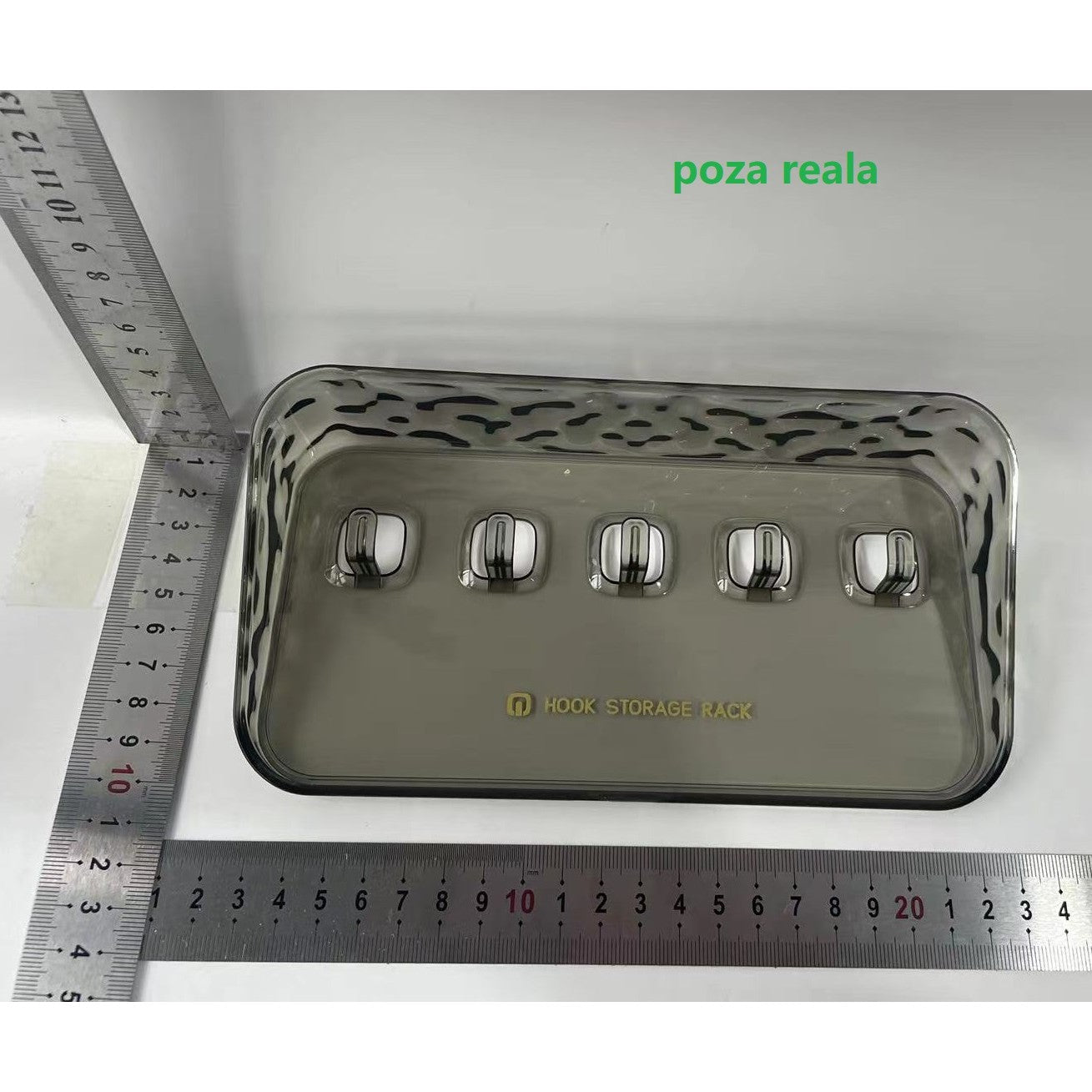 Raft de Depozitare cu Carlig, Pentru Chei, Bijuterii, 20.3 x 4.6 x 10.3 cm, Gri