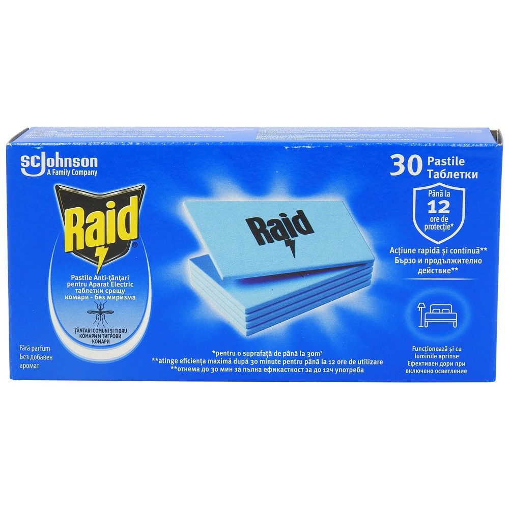 Pastile Anti-tintari pentru Aparat Electric, Raid, 30 de Pastile Solide