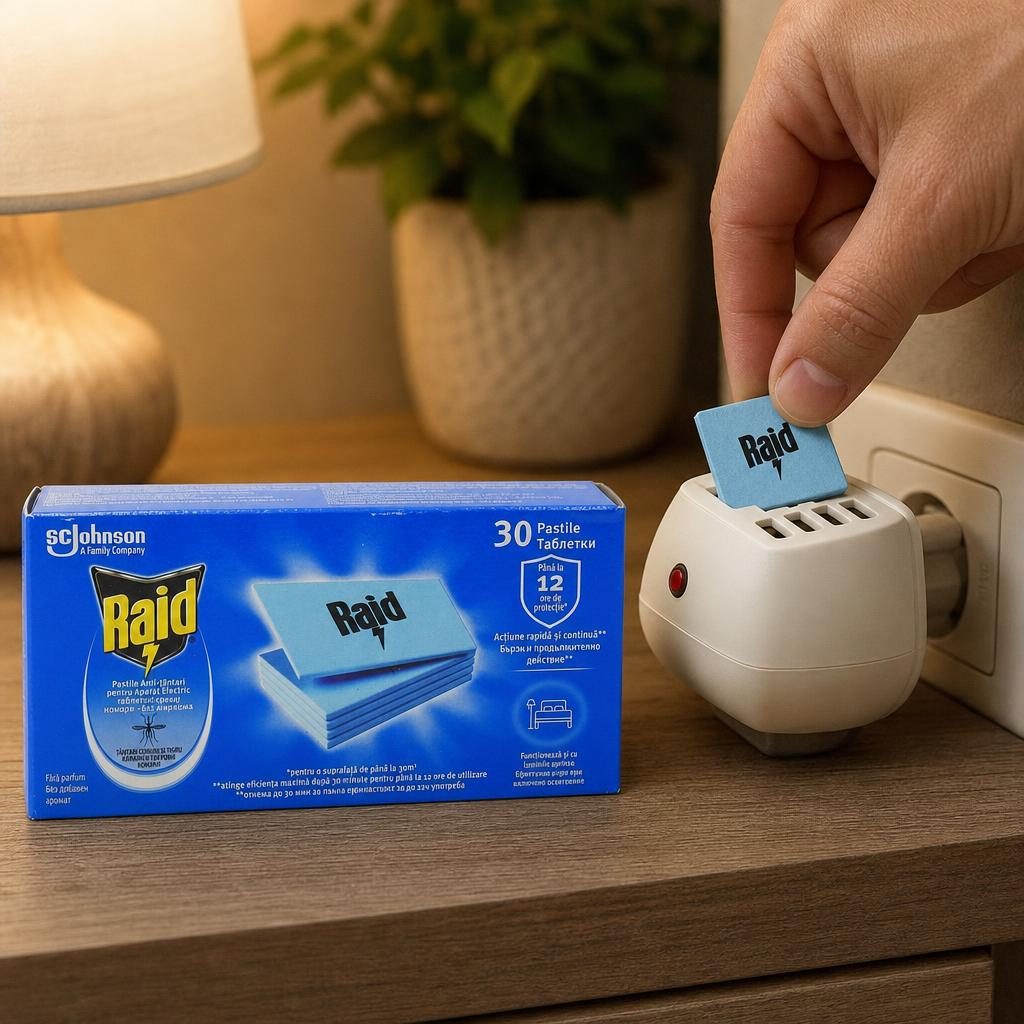 Pastile Anti-tintari pentru Aparat Electric, Raid, 30 de Pastile Solide