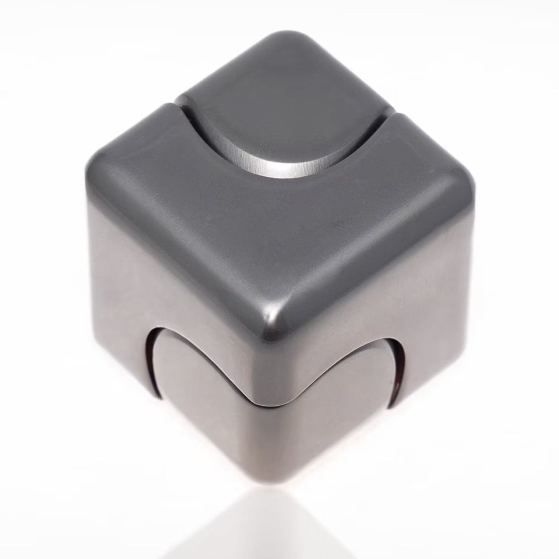 Jucarie Antistres Fidget Spinner, Tip Cub, Metalic 2-in-1, Silentios, Transformabil, Rulment Premium, Inox, Gadget pentru Birou, 2.9 x 2.9 cm, Gri inchis