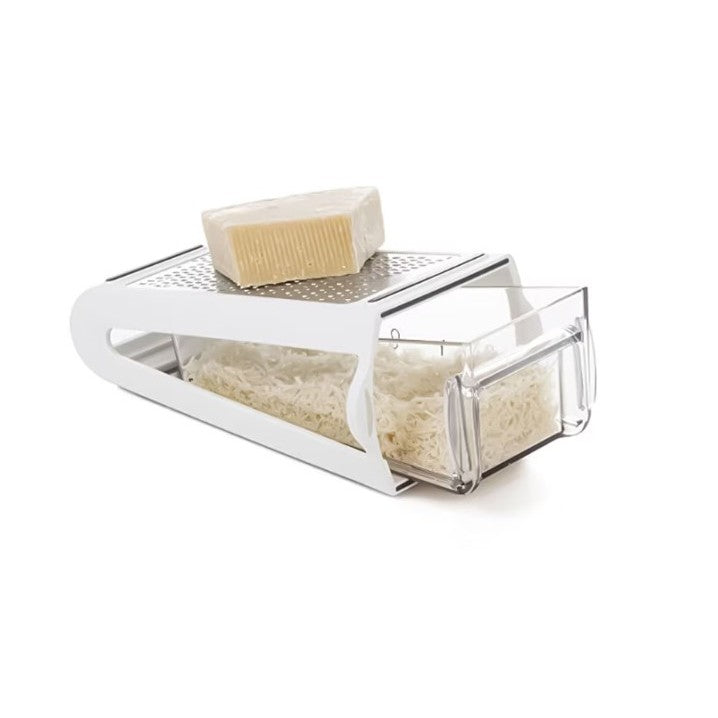 Razatoare de bucatarie cu cutie colectoare doua tipuri de lame, carcasa inox si ABS, design practic, alb