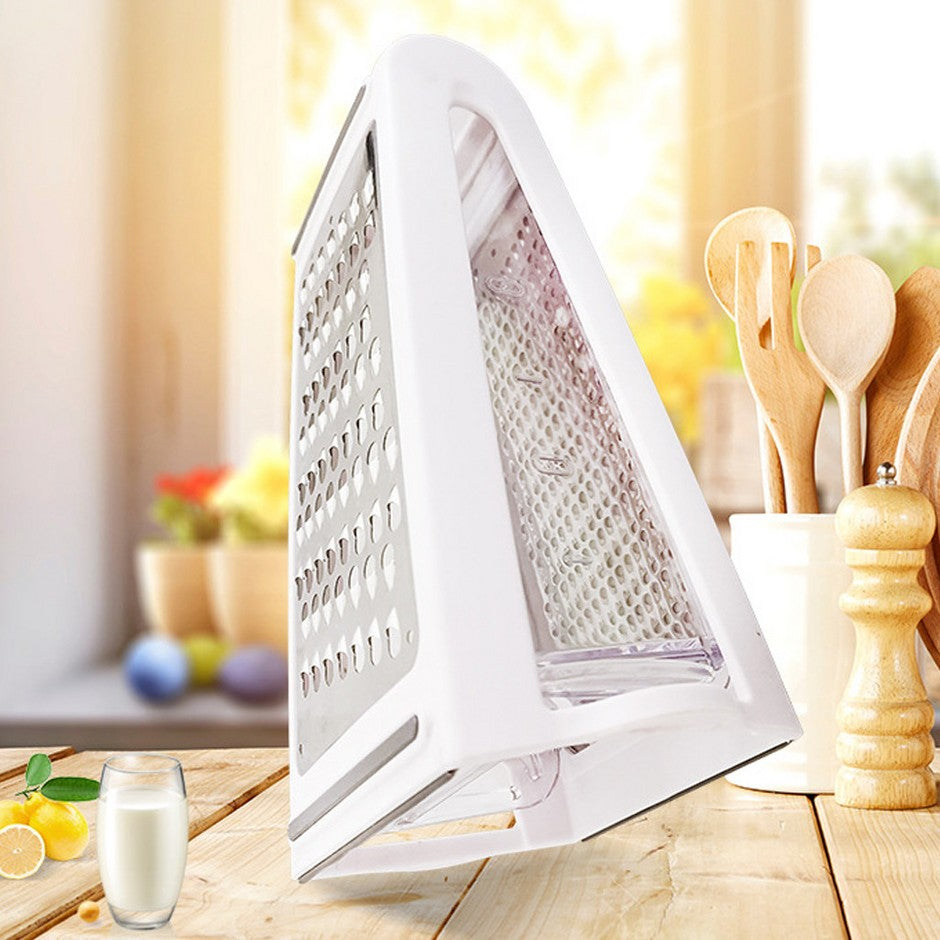Razatoare de bucatarie cu cutie colectoare doua tipuri de lame, carcasa inox si ABS, design practic, alb
