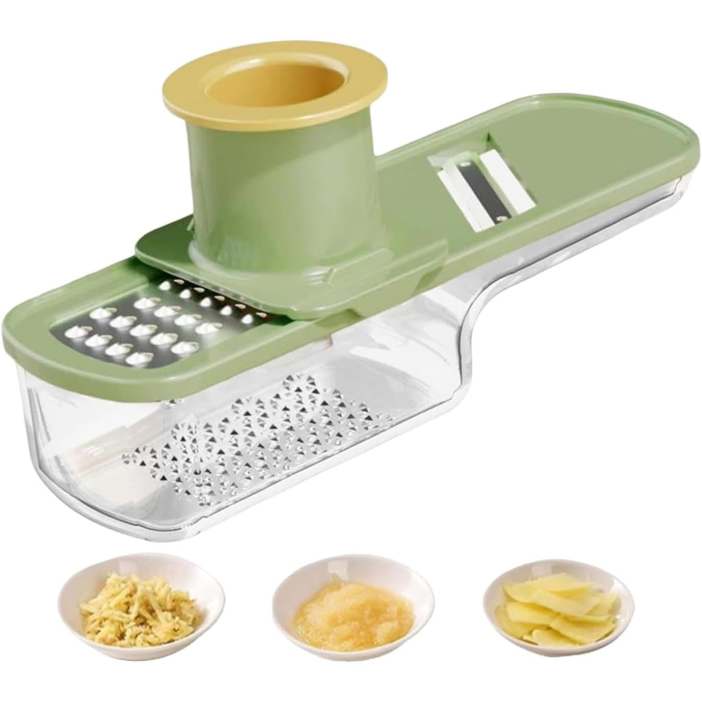 Razatoare Manuala, cu Recipient de Stocare, pentru Legume, din Plastic si Otel Inoxidabil, Multifunctionala, Verde
