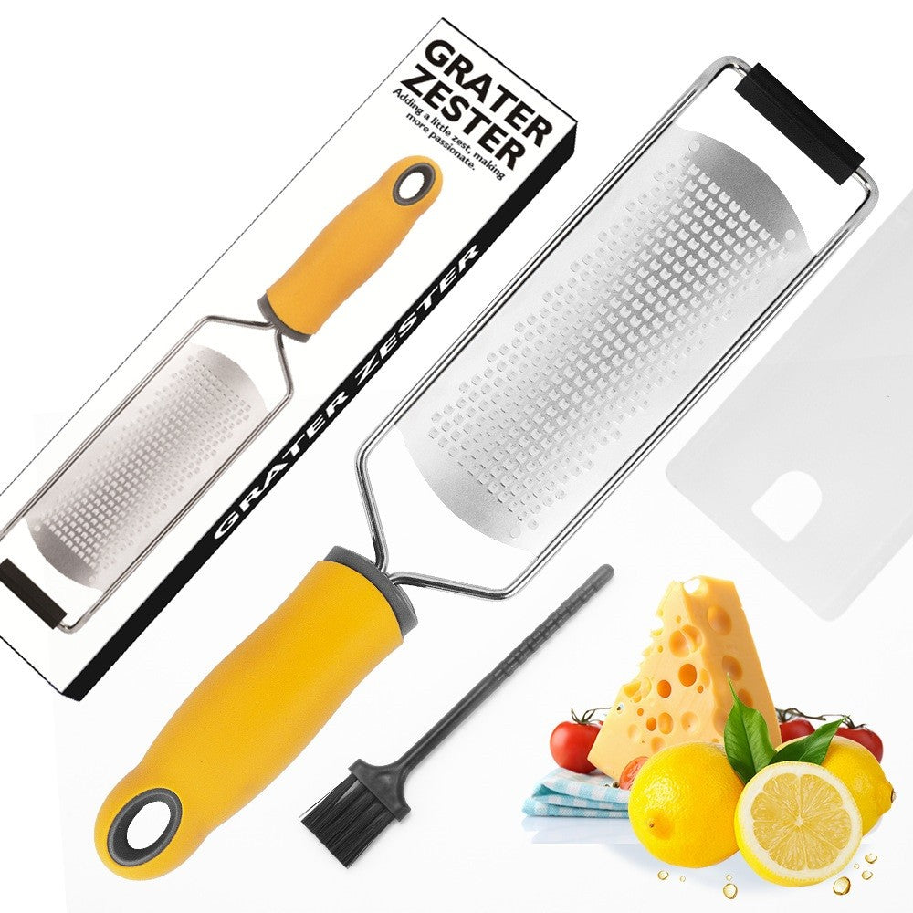 Razatoare manuala perie inclusa, Inox, usor de utilizat, 31x6.7 cm, Galben