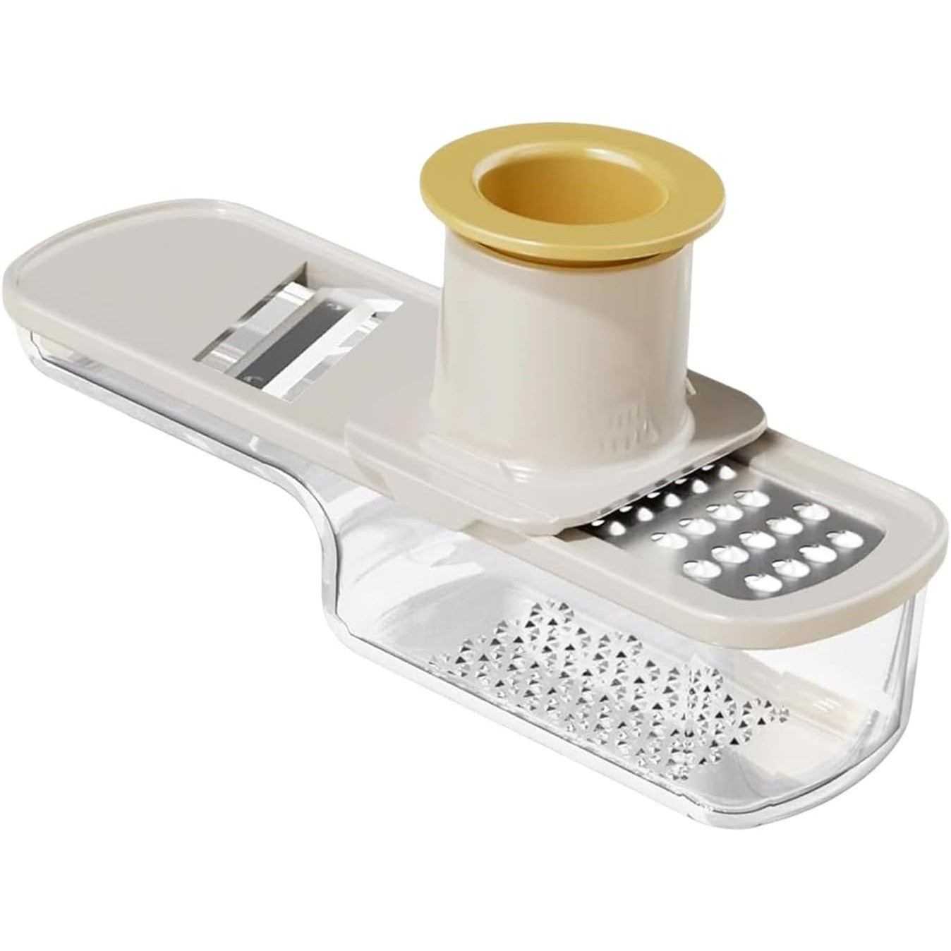 Razatoare Manuala, cu Recipient de Stocare, pentru Legume, din Plastic si Otel Inoxidabil, Multifunctionala, Alb