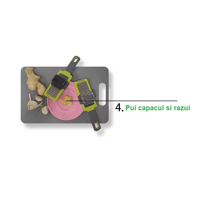 Razatoare Multifunctionala, pentru Ustuoi, Branza, Cascaval, 20.3 x 5.8 x 3.3 cm, Verde/Gri