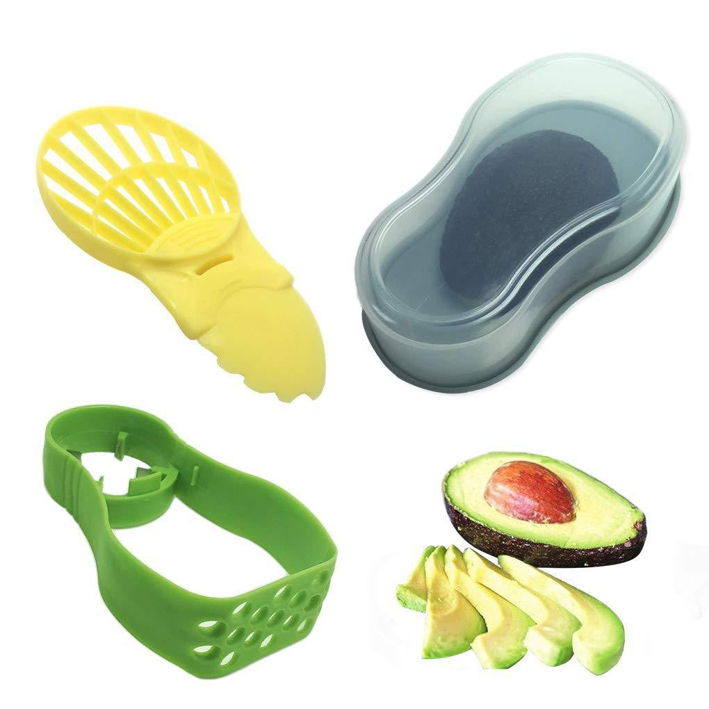 Recipient de Depozitare Avocado 5in1, Etans, pentru Frigider, din Plastic, Dispozitiv de Taiat, Curatat, Feliat, 15x4.5x7 cm, Gri