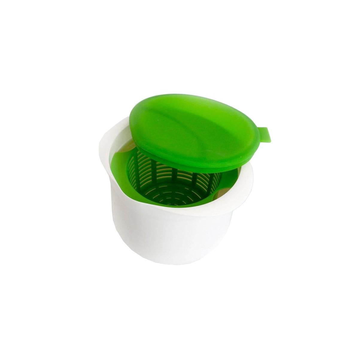 Recipient pentru Preparat Branza, Capac de Silicon, Cheese Maker din Plastic, Strecuratoare, 17x14.5x12.8 cm, Verde