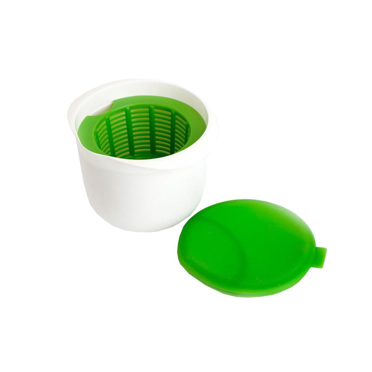 Recipient pentru Preparat Branza, Capac de Silicon, Cheese Maker din Plastic, Strecuratoare, 17x14.5x12.8 cm, Verde