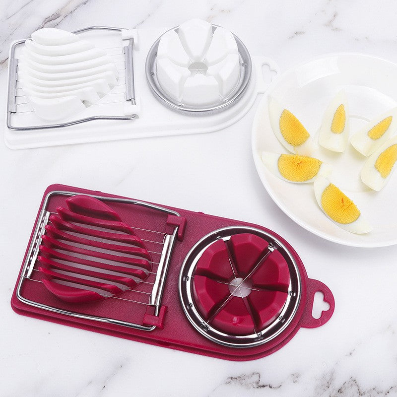 Feliator multifunctional pentru oua, mozzarela, fructe, 2 forme de feliere, agatatoare, 20 cm, Visiniu