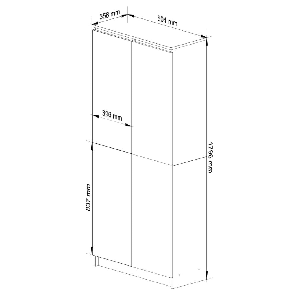 Dulap cu 8 etajere, PAL laminat 16 mm, 80x35x180 cm, stejar sonoma