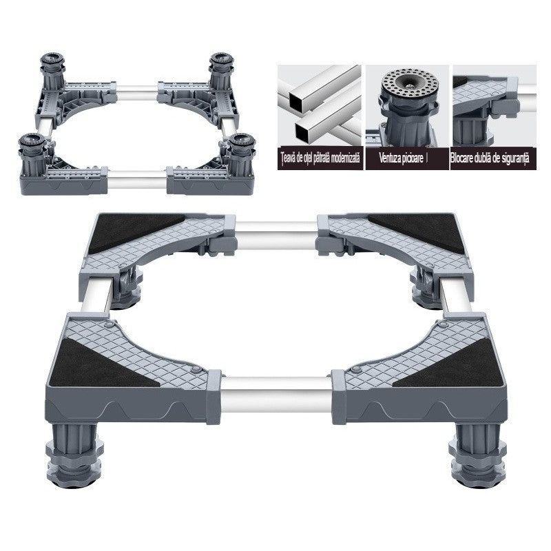 Suport Universal Reglabil, Flippy, pentru Frigider, Masina de Spalat, Uscator, Ajustabil, 4 Picioare, Antiderapant, Gri