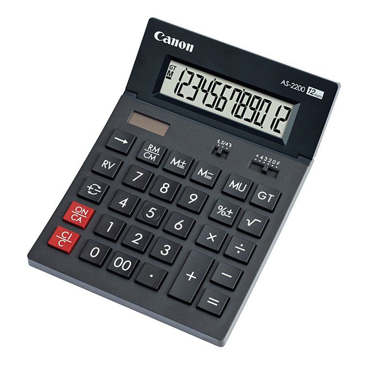 Calculator de birou CANON, AS-2200, ecran 12 digiti, alimentare solara si baterie, negru, "BE4584B001AA"
